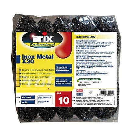 ARIX Spugna in filo d'acciaio inossidabile Inox Metal X30 (confezione 10 pezzi)