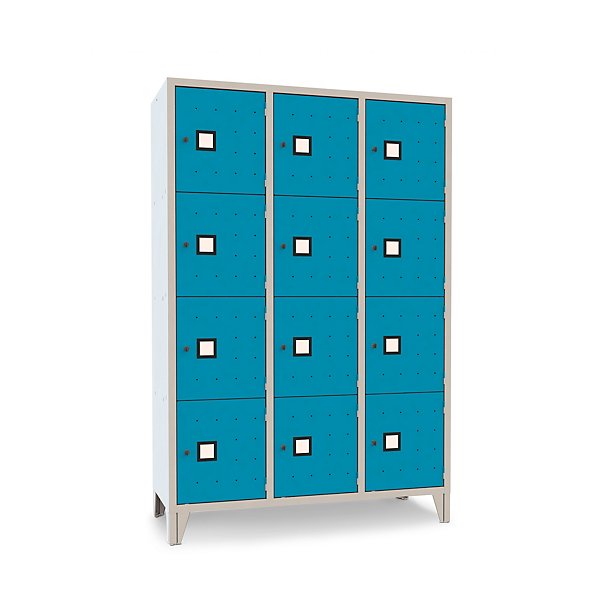 Armadio casellario 12 posti con ante forate blu 120x50x180 cm - 2