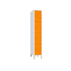 Armadio casellario a 4 posti, 32,2 x 47,3 x 180 cm, Grigio chiaro/Arancio