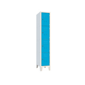 Armadio casellario a 4 posti, 32,2 x 47,3 x 180 cm, Grigio chiaro/Blu