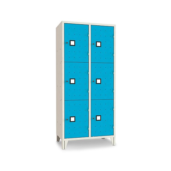 Armadio casellario 6 posti con ante forate arancio 81x50x180 cm - 2