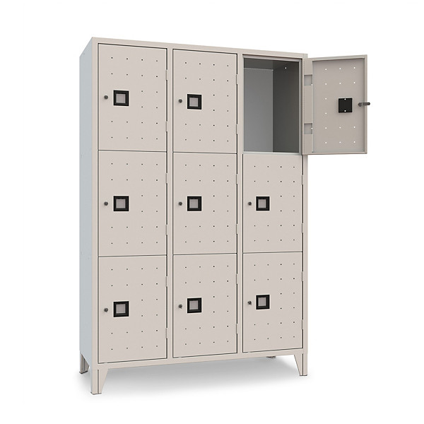 Armadio casellario 9 posti con ante forate grigie 120x50x180 cm - 1