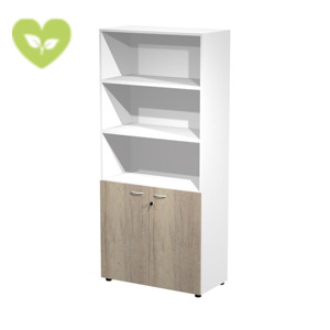 Armadio componibile alto, 2 ante battenti inferiori, 90 x 46 x 200 cm, Struttura Bianca, Ante Rovere Canadian Armadio componibile alto, 2 ante battenti inferiori, 90 x 46 x 200 cm, Struttura Bianca, Ante Rovere Canadian