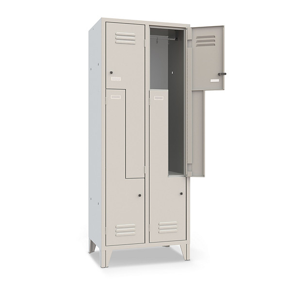 Armadio con ante a Z, 4 posti, grigio - 1
