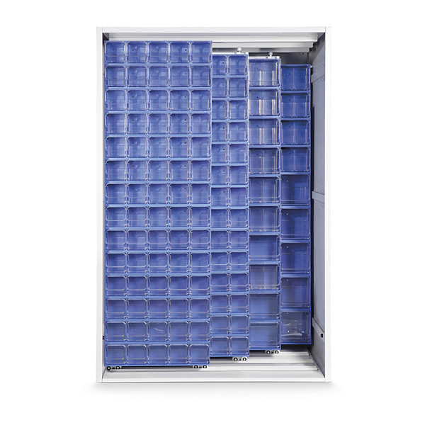 Armadio in lamiera elettrosaldata blu 1270 x 800 x 1950 mm con 224 cassetti - 1