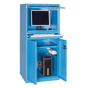 Armadio metallico porta PC ACP16 Linea Midi, Vano superiore con porta basculante, 71,7 x 64 x 160 cm, Blu Armadio metallico porta PC ACP16 Linea Midi, Vano superiore con porta basculante, 71,7 x 64 x 160 cm, Blu