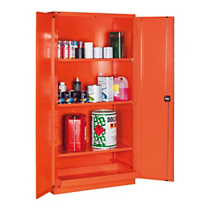 Armadio per lo stoccaggio di prodotti infiammabili e comburenti, 2 ante battenti con serratura, 102,3 x 55,5 x 200 cm, Arancione Armadio per lo stoccaggio di prodotti infiammabili e comburenti, 2 ante battenti con serratura, 102,3 x 55,5 x 200 cm, Arancione