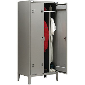 Armadio spogliatoio, Modello sporco/pulito, 2 porte/2 posti, 80 x 47 x 180 cm, Grigio chiaro Armadio spogliatoio, Modello sporco/pulito, 2 porte/2 posti, 80 x 47 x 180 cm, Grigio chiaro