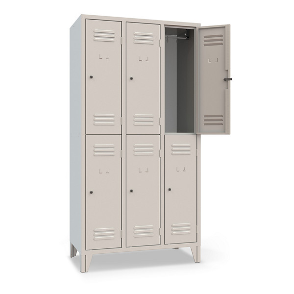 Armadio spogliatoio sovrapposto, 6 posti, grigio - 1