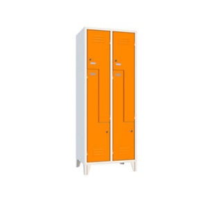 Armadio spogliatoio a Z, 4 posti, 69 x 50 x 180 cm, Grigio chiaro/Arancio Armadio spogliatoio a Z, 4 posti, 69 x 50 x 180 cm, Grigio chiaro/Arancio