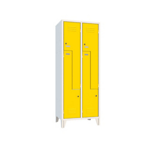 Armadio spogliatoio a Z, 4 posti, 69 x 50 x 180 cm, Grigio chiaro/Giallo Armadio spogliatoio a Z, 4 posti, 69 x 50 x 180 cm, Grigio chiaro/Giallo