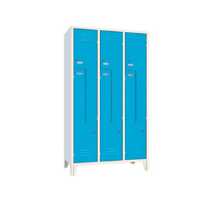 Armadio spogliatoio a Z, 6 posti, 102 x 50 x 180 cm, Grigio chiaro/Blu Armadio spogliatoio a Z, 6 posti, 102 x 50 x 180 cm, Grigio chiaro/Blu