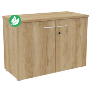 Armoire basse portes battantes L.100 x P.48 x H.72 cm - Chêne Nebraska Armoire basse portes battantes L.100 x P.48 x H.72 cm - Chêne Nebraska