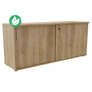 Armoire basse portes coulissantes L.163 x P.48 x H.72 cm - Chêne Nebraska Armoire basse portes coulissantes L.163 x P.48 x H.72 cm - Chêne Nebraska
