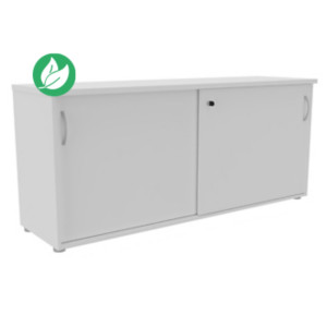 Armoire basse portes coulissantes L.163 x P.48 x H.72 cm - Corps Blanc - Portes coulissante Blanc Armoire basse portes coulissantes L.163 x P.48 x H.72 cm - Corps Blanc - Portes coulissante Blanc