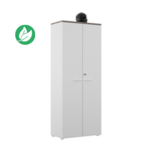 Armoire haute NF Environnement portes battantes H.203 cm x L.80 cm blanche - Top Cèdre Armoire haute NF Environnement portes battantes H.203 cm x L.80 cm blanche - Top Cèdre