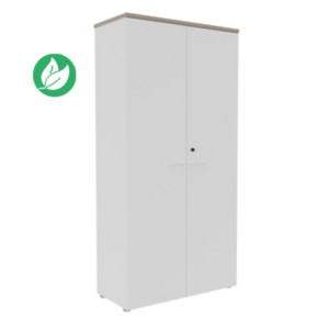 Armoire haute portes battantes L.100 x P.48 x H.203 cm - Corps Blanc - Top Argile Armoire haute portes battantes L.100 x P.48 x H.203 cm - Corps Blanc - Top Argile