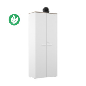 Armoire haute portes battantes L.80 x P.48 x H.203 cm - Corps Blanc - Top Argile Armoire haute portes battantes L.80 x P.48 x H.203 cm - Corps Blanc - Top Argile