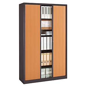 Armoire métal Classtout Classique - A rideaux - L. 120 x H. 198 cm - Corps Anthracite - Rideaux Hêtre Armoire métal Classtout Classique - A rideaux - L. 120 x H. 198 cm - Corps Anthracite - Rideaux Hêtre