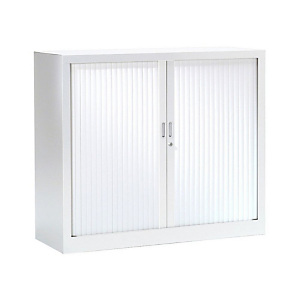 Armoire métal monobloc Généric - A rideaux - H. 100 x L. 120 cm - Corps blanc - Rideaux Blanc Armoire métal monobloc Généric - A rideaux - H. 100 x L. 120 cm - Corps blanc - Rideaux Blanc