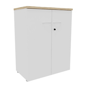 Armoire mi-haute NF Environnement portes battantes H.104 cm x L.80 cm - Chêne Nebraska