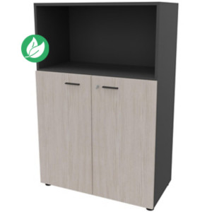 Armoire mi-haute avec niche Arold H.131 x L.86 cm portes basses Orme gris / Tissu gris Armoire mi-haute avec niche Arold H.131 x L.86 cm portes basses Orme gris / Tissu gris