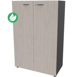 Armoire mi-haute portes battantes Arold H.131 x L.86 cm - Orme gris / Tissu gris Armoire mi-haute portes battantes Arold H.131 x L.86 cm - Orme gris / Tissu gris