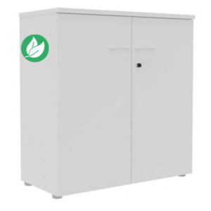 Armoire mi-hauteur portes battantes L.100 x P.48 x H.104 cm - Blanc Armoire mi-hauteur portes battantes L.100 x P.48 x H.104 cm - Blanc