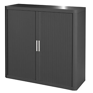 Armoire polystyrène EasyOffice - A rideaux - L. 110 x H. 104  cm - Corps Anthracite  - Rideaux Anthracite