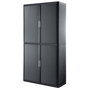 Armoire polystyrène EasyOffice - A rideaux - L. 110 x H. 204  cm - Corps Anthracite  - Rideaux Anthracite