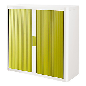 Armoire à rideaux EasyOffice métal et polystyrène - L. 110 x H. 104 cm - Corps Blanc - Rideaux Vert