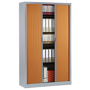 Armoire à rideaux NF Environnement - H.198 x L.120 cm - Corps Alu - Rideaux Hêtre Armoire à rideaux NF Environnement - H.198 x L.120 cm - Corps Alu - Rideaux Hêtre