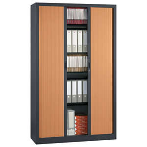 Armoire à rideaux NF Environnement - H.198 x L.120 cm - Corps Anthracite - Rideaux Hêtre Armoire à rideaux NF Environnement - H.198 x L.120 cm - Corps Anthracite - Rideaux Hêtre