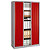 Armoire à rideaux métal Classtout Color - H.198 x L.120 cm - Corps Aluminium - Rideaux Rouge - 1