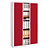 Armoire à rideaux métal Classtout Color - H.198 x L.120 cm - Corps Blanc - Rideaux Rouge - 2