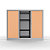 Armoire à rideaux métal monobloc Origin - H.100 x L.120 cm - Corps Aluminium - Rideaux Hêtre - 1