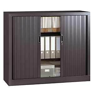 Armoire à rideaux métal monobloc Origin - H.100 x L.120 cm - Corps Anthracite - Rideaux Anthracite