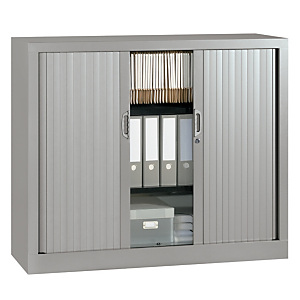 Armoire à rideaux métal monobloc Origin - H.100 x L.120 cm - Corps Gris - Rideaux Gris