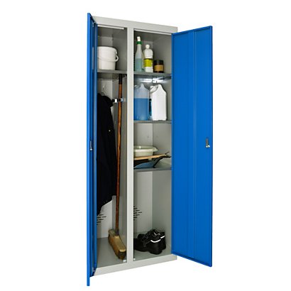 Armoire vestiaire d'entretien monobloc métallique double, portes bleues - 1