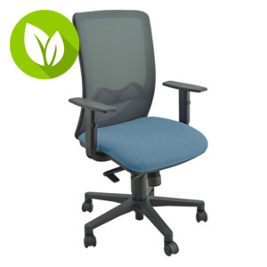 Arrecife silla ergonómica, Sincro, asiento traslack, brazos regulables, tapizado reciclado, negro / azul Arrecife silla ergonómica, Sincro, asiento traslack, brazos regulables, tapizado reciclado, negro / azul