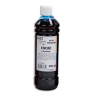 ART PLUS Flacon de 500ml d'encre à dessiner Bleu. Couleurs intenses, totalement aquarellable, fusante ART PLUS Flacon de 500ml d'encre à dessiner Bleu. Couleurs intenses, totalement aquarellable, fusante