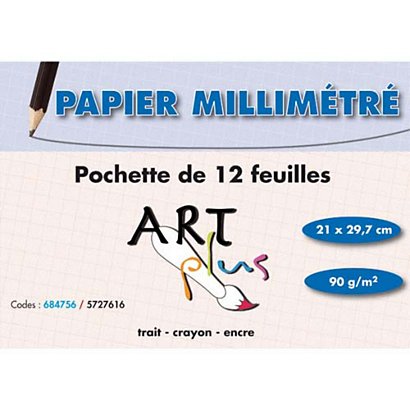ART PLUS Pochette de 12 feuilles papier millimétré 90g format A4