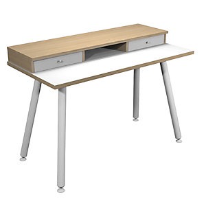 ARTEXPORT Escritorio Colección Desk Plus, 120 x 60 x 74,4 cm, pata de metal, blanco / roble