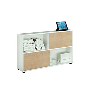 ARTEXPORT FLORENCE ITALY Estantería modular baja Sliding, 120 x 35 x 79 cm, color blanco / roble ARTEXPORT FLORENCE ITALY Estantería modular baja Sliding, 120 x 35 x 79 cm, color blanco / roble