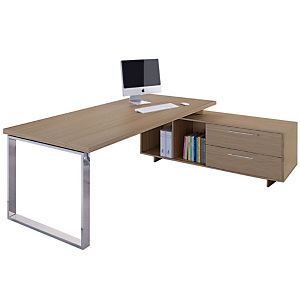 ARTEXPORT FLORENCE ITALY Puesto de dirección Executive, mesa de dirección y mueble auxiliar, color nogal ARTEXPORT FLORENCE ITALY Puesto de dirección Executive, mesa de dirección y mueble auxiliar, color nogal