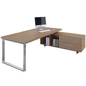 ARTEXPORT Puesto de dirección Executive, mesa de dirección y mueble auxiliar, color nogal