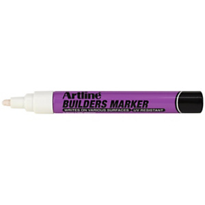 Artline Marcatore permanente per materiali edili Builders, Punta tonda 2,3 mm, Bianco (confezione 12 pezzi) Artline Marcatore permanente per materiali edili Builders, Punta tonda 2,3 mm, Bianco (confezione 12 pezzi)
