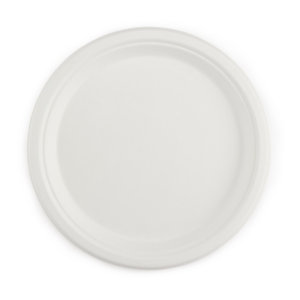 Assiette jetable ronde et plate en fibres végétales ø 17 cm - Blanc - Lot de 50
