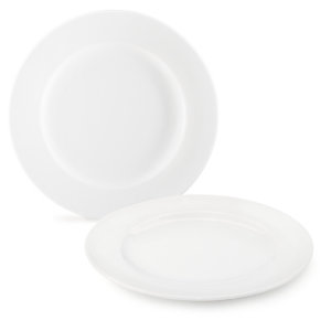 Assiette plate en porcelaine diamètre 27 cm - Blanc - Lot de 12