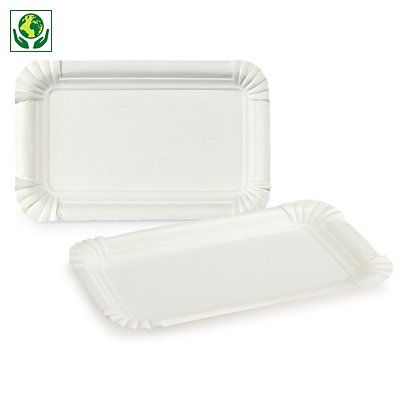 Assiette rectangulaire en carton blanc - 1
